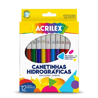 Canetinha Hidrográfica c/12 cores Acrilex  ref. 06902