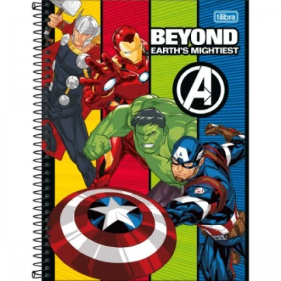 CADERNO ESPIRAL CAPA DURA UNIVERSITÁRIO 1 MATÉRIA AVENGERS FIT 80 FOLHAS TILIBRA