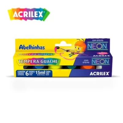 TINTA GUACHE NEON ACRILEX - 6 CORES