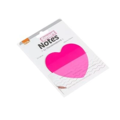 Bloco smart notes 70x70mm - transparente coração rosa - 20fls - 1bloco