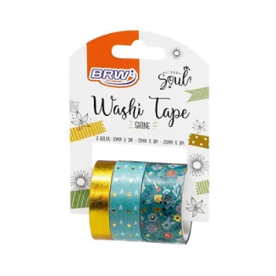 FITA ADESIVA WASHI TAPE SHINE VERDE C/3 UN. BRW WT0400