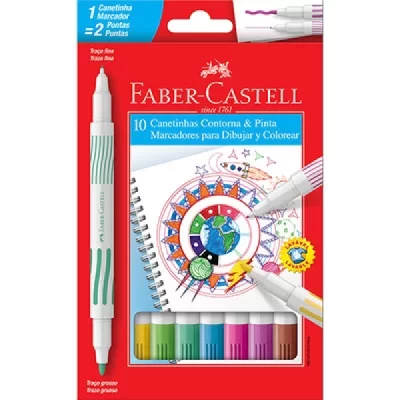 Canetinha Contorna & Pinta Duas Pontas 10 Cores Faber-Castell