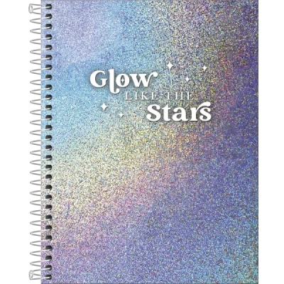 Caderno Capa Dura Colegial Glow 1 Matéria 80 Folhas