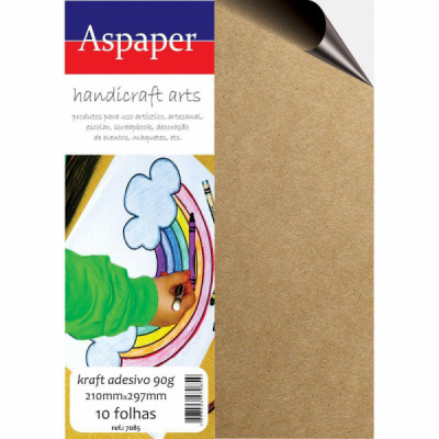 PAPEL KRAFT NATURAL ADESIVO A4 90G - USA UNIDADE