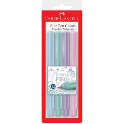 CANETA FINE PEN 0.4 TONS PASTEIS C/4 FPB/TPZF FABER-CASTELL