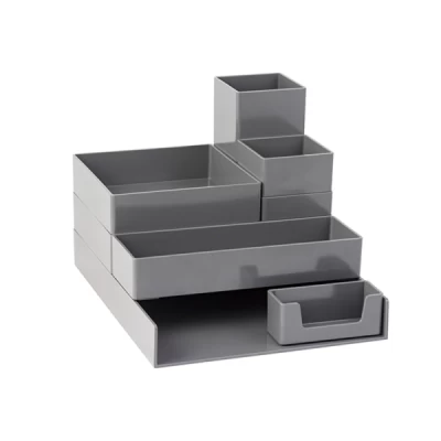 Organizador de mesa modular, 08 peças, cinza 10420010 Waleu