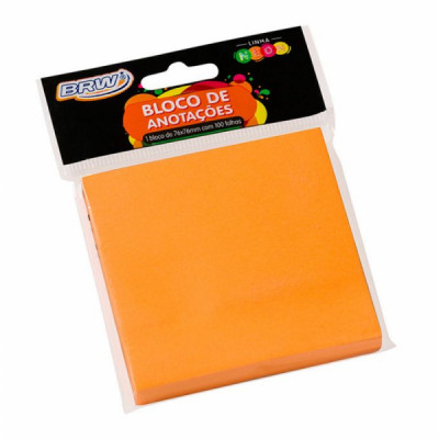 Bloco Adesivo Smart Notes Laranja Neon 76mm X 76mm - BRW (BA7672)