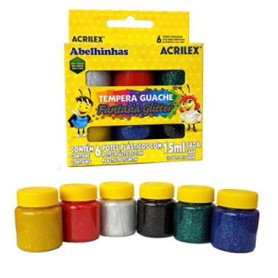 TINTA GUACHE FANTASIA GLITTER C/6 UN - ACRILEX