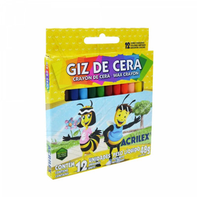 Giz de Cera 12 Cores - Acrilex - REF 09012