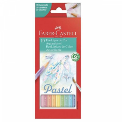 Lápis de Cor Faber Castell Tom Pastel Aquarelável 10 Cores + Pincel