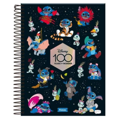 Caderno 01x1 Capa Dura Disney 100 Stitch 80 Folhas - Foroni