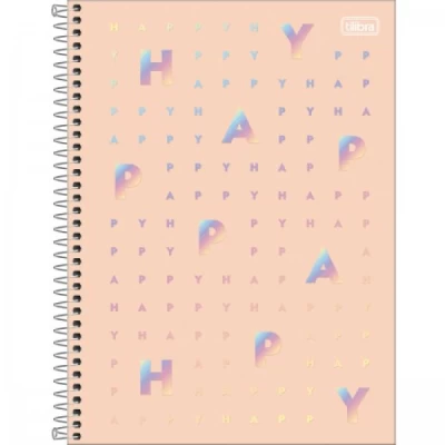 CADERNO ESPIRAL CAPA DURA UNIVERSITÁRIO 10 MATÉRIAS HAPPY 160 FOLHAS