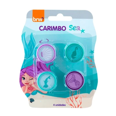 CARIMBO PLÁSTICO INFANTIL - SEA - BLISTER C/ 4UN CB2128 BRW