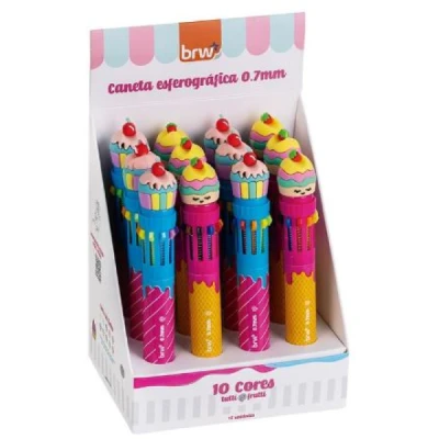 CANETA ESFEROGRÁFICA DIVERT 0.7MM - TUTTI FRUTTI - 10 CORES CA0511