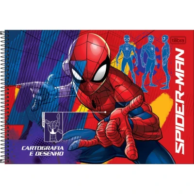 Caderno de Cartografia e Desenho Espiral Capa Dura Spider-Man 80 Folhas - Tilibra