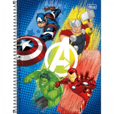 CADERNO ESPIRAL CAPA DURA UNIVERSITÁRIO 1 MATÉRIA AVENGERS FIT 80 FOLHAS TILIBRA