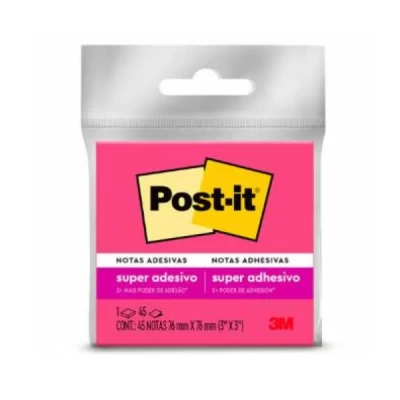 Bloco de Notas Super Adesivas Post-it Rosa 76 mm x 76 mm - 45 folhas