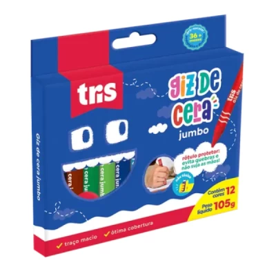 Giz de Cera Jumbo - 12 Cores - Tris