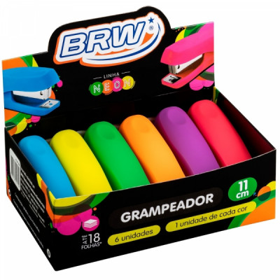 Grampeador 11 cm Neon - BRW -GP1806