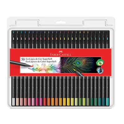 Lápis de Cor Redondo EcoLápis SuperSoft 50 Cores Faber-Castell