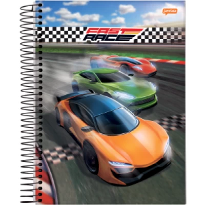 CADERNO ESPIRAL 1/4 CD 80FLS - FAST RACE