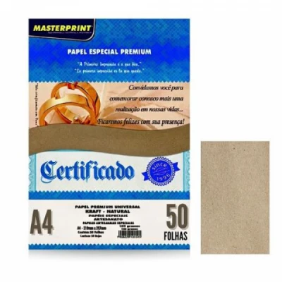 Papel Kraft A4 Natural 180g 50 Folhas - Masterprint