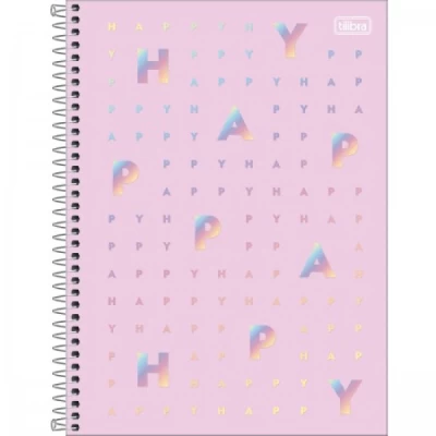 CADERNO ESPIRAL CAPA DURA UNIVERSITÁRIO 1 MATÉRIA HAPPY 80 FOLHAS