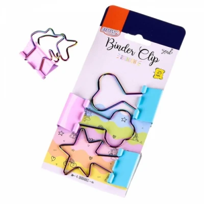 Clipes para papel binder 25mm - blister c/ 4 un - rainbow: unicornio, estrela, nuvem e coração BRW BD2509