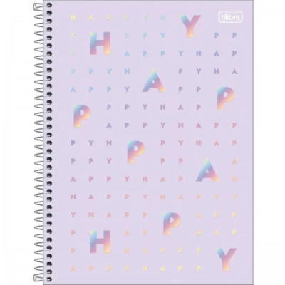 CADERNO ESPIRAL CAPA DURA UNIVERSITÁRIO 1 MATÉRIA HAPPY 80 FOLHAS