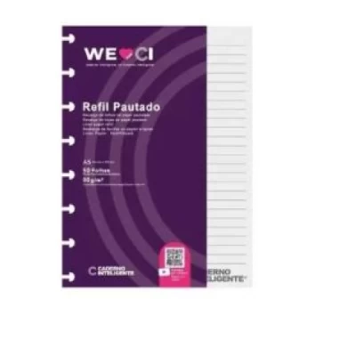 Caderno Inteligente Refil A5 Pautado 90g Bloco Com 50 Folhas