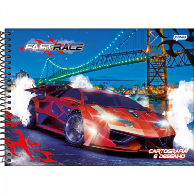 CADERNO DESENHO ESPIRAL CD 80FLS FAST RACE - JANDAIA