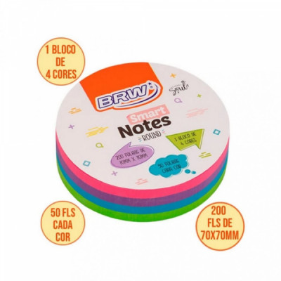 Bloco Smart Notes Round Colorido Soul - 70x70 200fls -BRW - (BA7001)