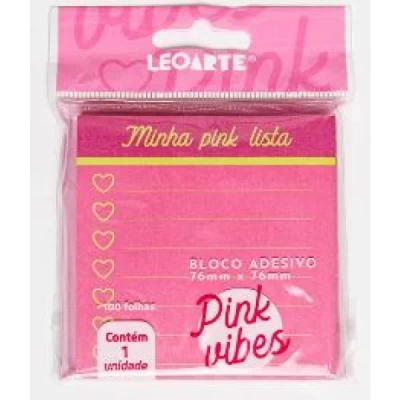 Bloco Adesivo Pink Vibes Lista 76Mmx76mm 100F Leoarte