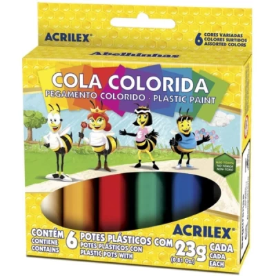 COLA COLORIDA 23 GR 6 CORES ACRILEX