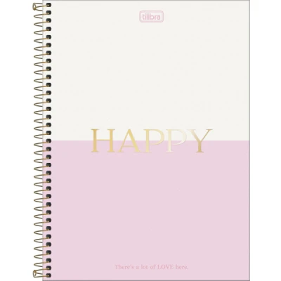 CADERNO ESPIRAL CAPA DURA UNIVERSITÁRIO 16 MATÉRIAS HAPPY 256 FOLHAS