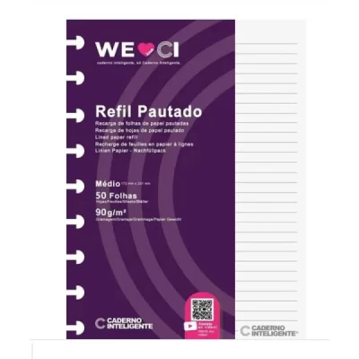 Caderno Inteligente Refil Medio Pautado 90g Bloco Com 50 Folhas