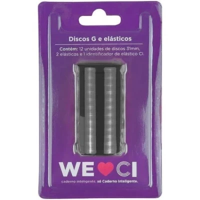 DISCOS + ELASTICO PRETO - G (31MM) CADERNO INTELIG