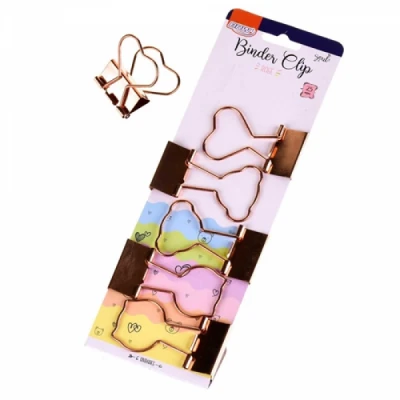 BINDER CLIPS ROSE GOLD CORACAO URSO E GATO 25MM BD2506 BRW