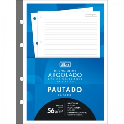 REFIL TILIFLEX PARA CADERNO ARGOLADO COLEGIAL 80 FOLHAS - Tilibra