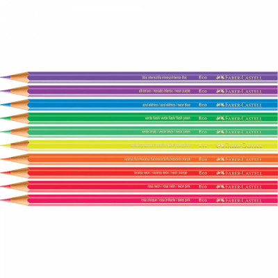 Lápis de Cor EcoLápis Neon 10 Cores Faber-Castell PT 1 UN