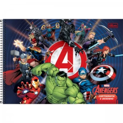 CADERNO DE CARTOGRAFIA E DESENHO ESPIRAL CAPA DURA AVENGERS 80 FOLHAS