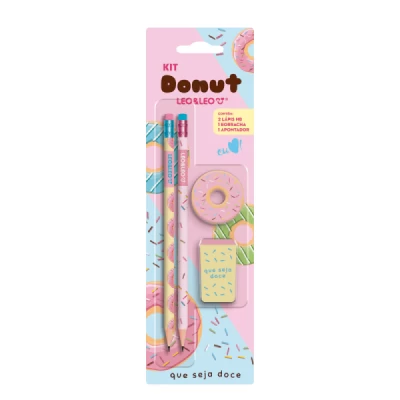 Kit Lápis Hb Donut Lápis/Apontador/Borracha  Leoeleo