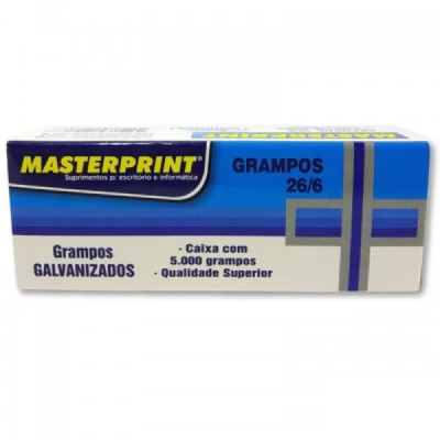 Grampos Galvanizado 26/6 Masterprint Caixa C/ 5000 Unidades