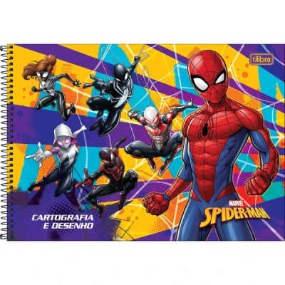 Caderno de Cartografia e Desenho Espiral Capa Dura Spider-Man 80 Folhas - Tilibra